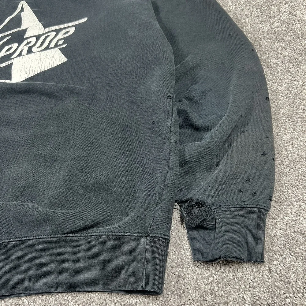 Vintage 90s Faded Black Distressed Thrashed Hoodie Mens Medium Skate Surf Obey